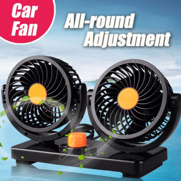 Car Double Head Fan 360 Degree Rotateable